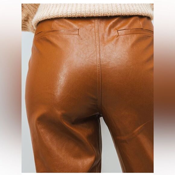 Emory Park Avryl Faux Leather Pants in Brown Size L - Picture 7 of 9